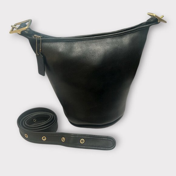 VTG Coach Helens Legacy Bag 9953 Black Leather Brass Duffle Sac Hobo Y2K 90s USA - Picture 4 of 8